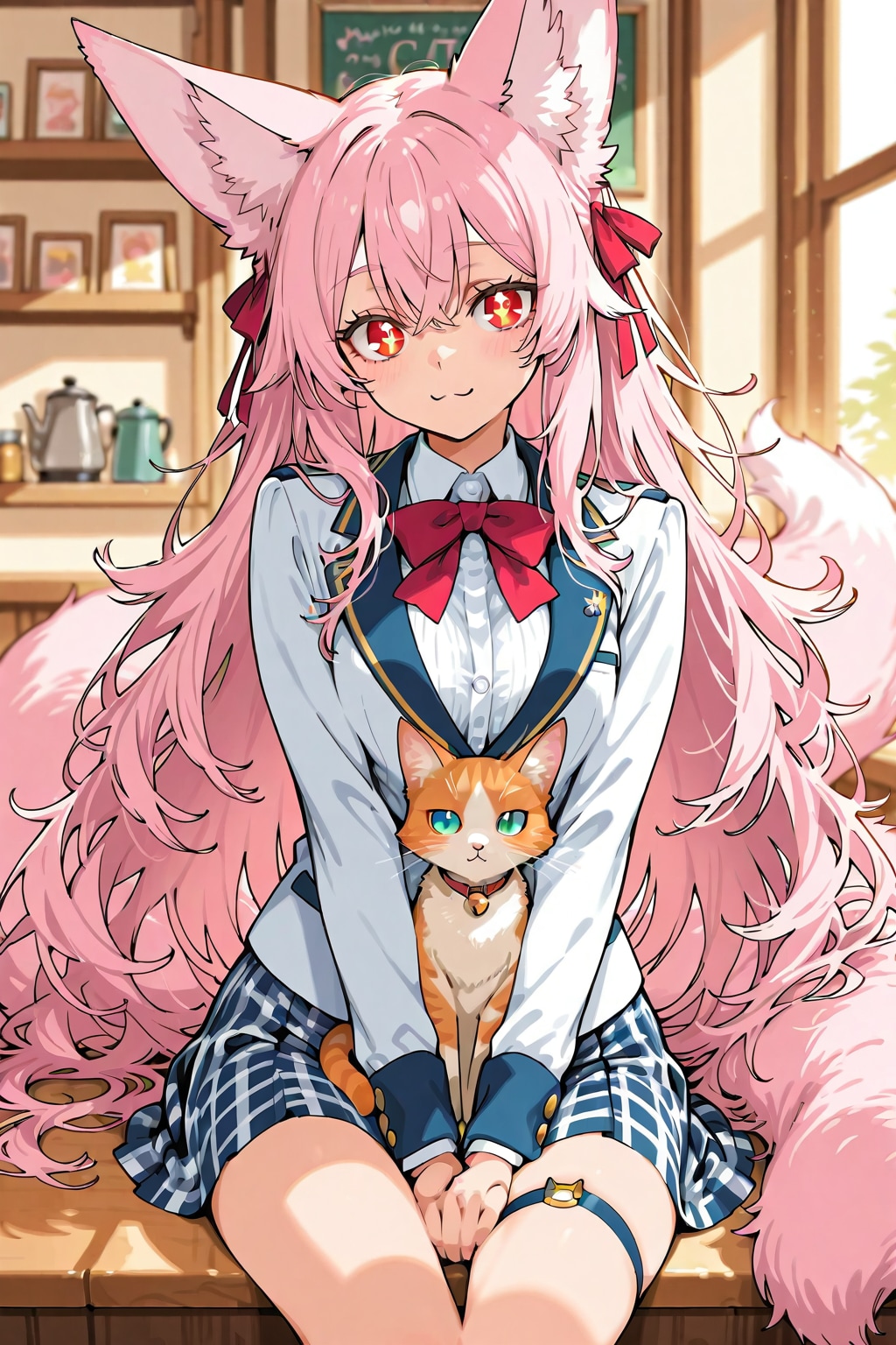 狐耳娘　猫と一緒 | の人気AIイラスト・グラビア