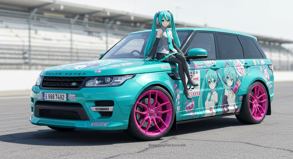 初音ミクとレンジローバーのドリ車