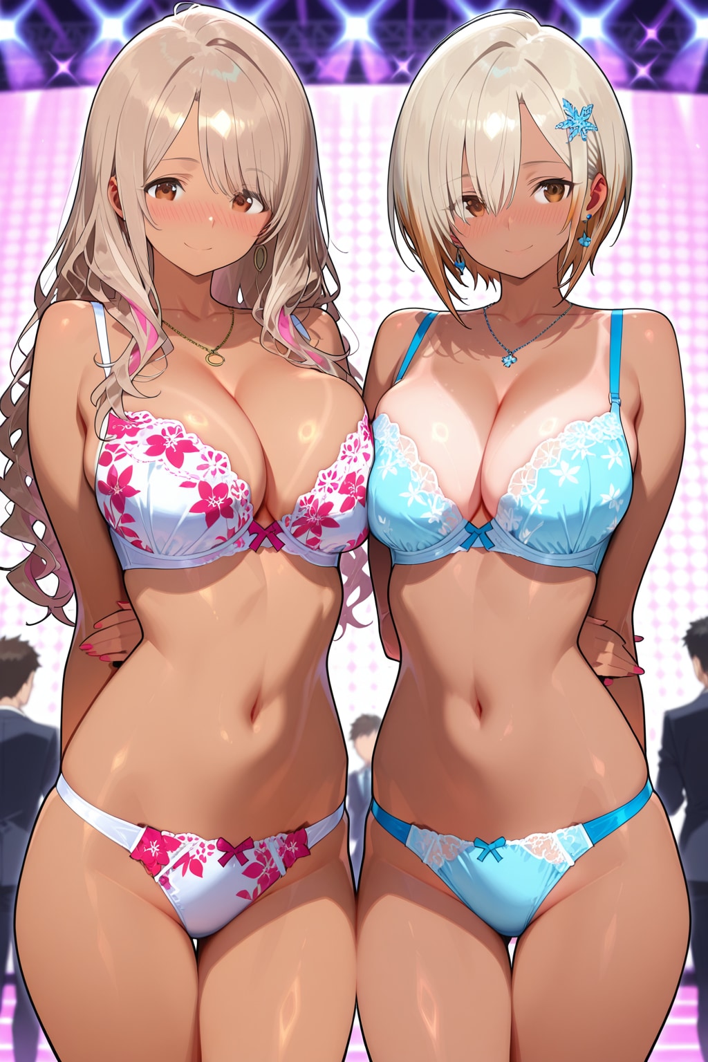花柄下着モデル
