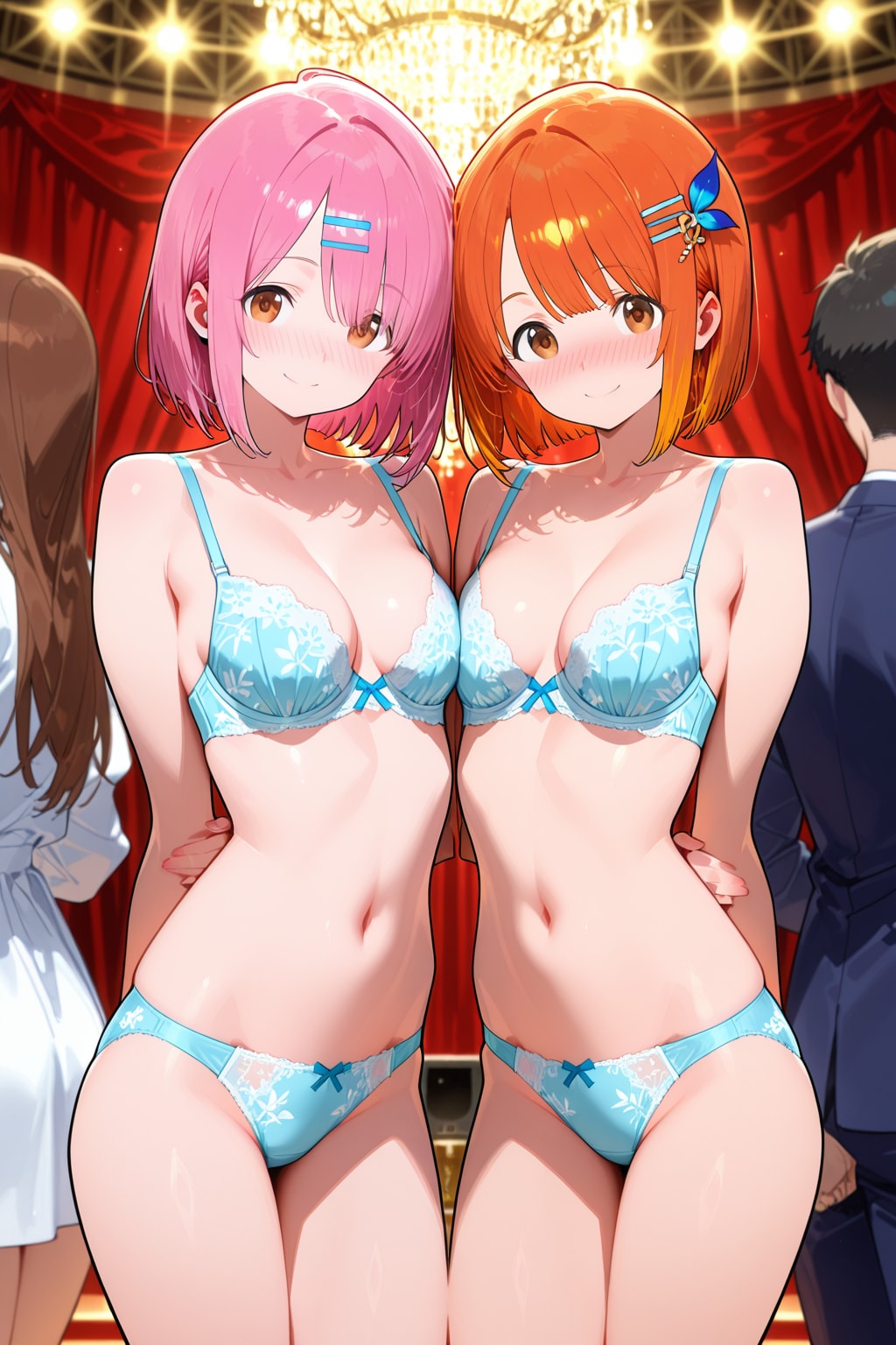花柄下着モデル
