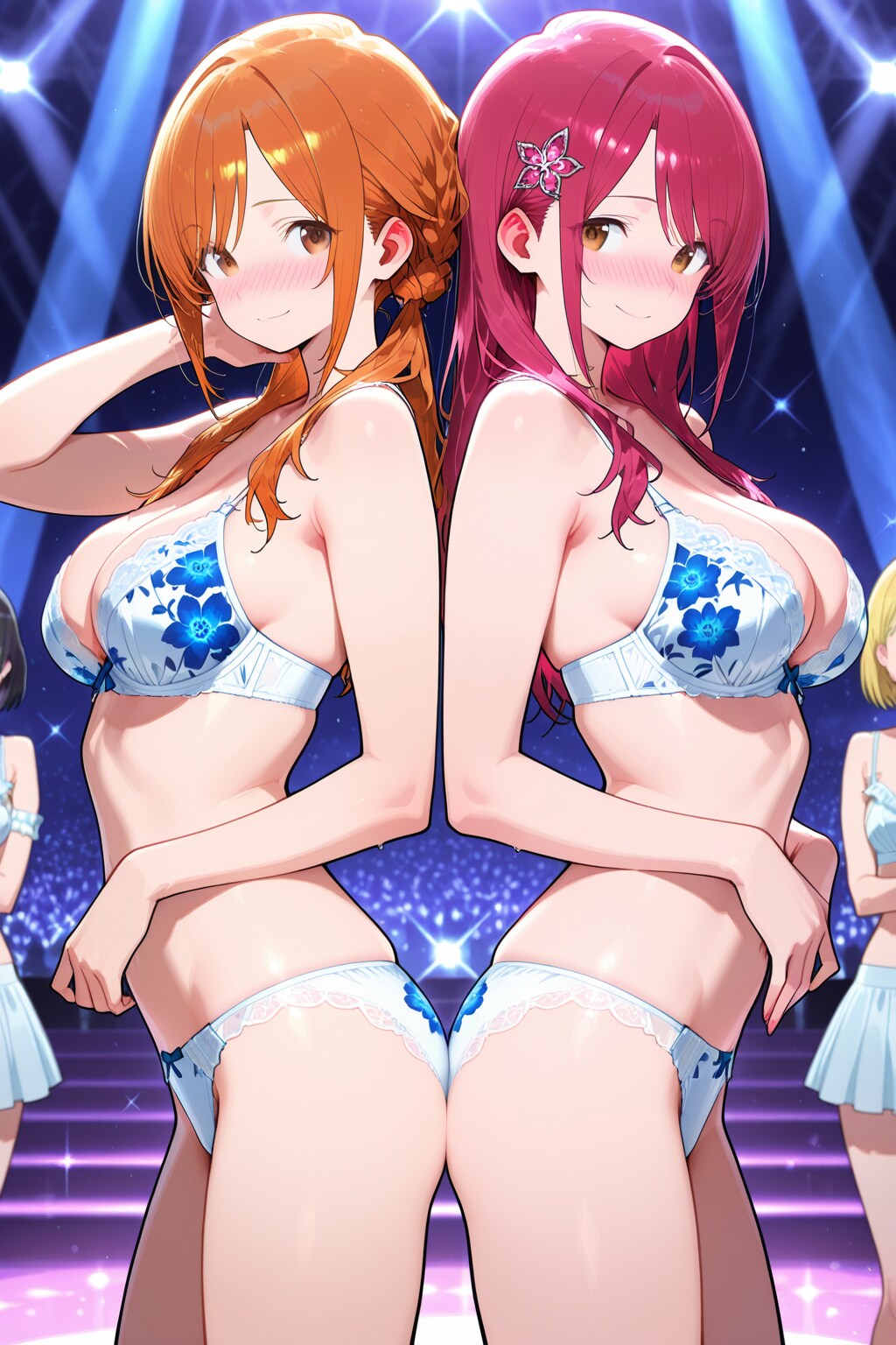 花柄下着モデル