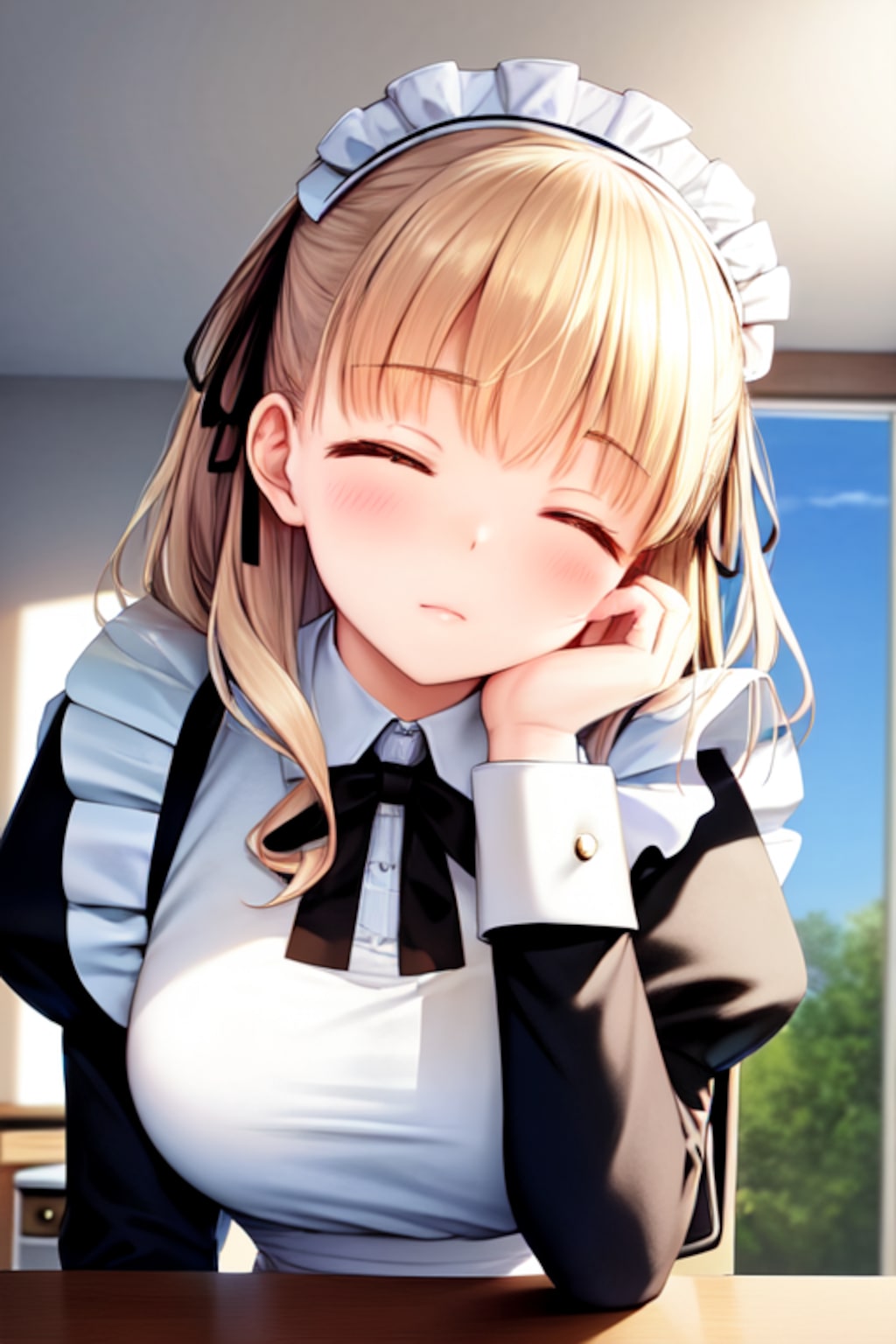 居眠るメイドさん