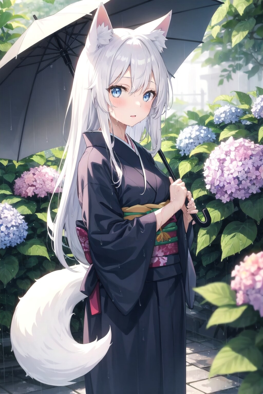 傘をさす狐娘 | の人気AIイラスト・グラビア