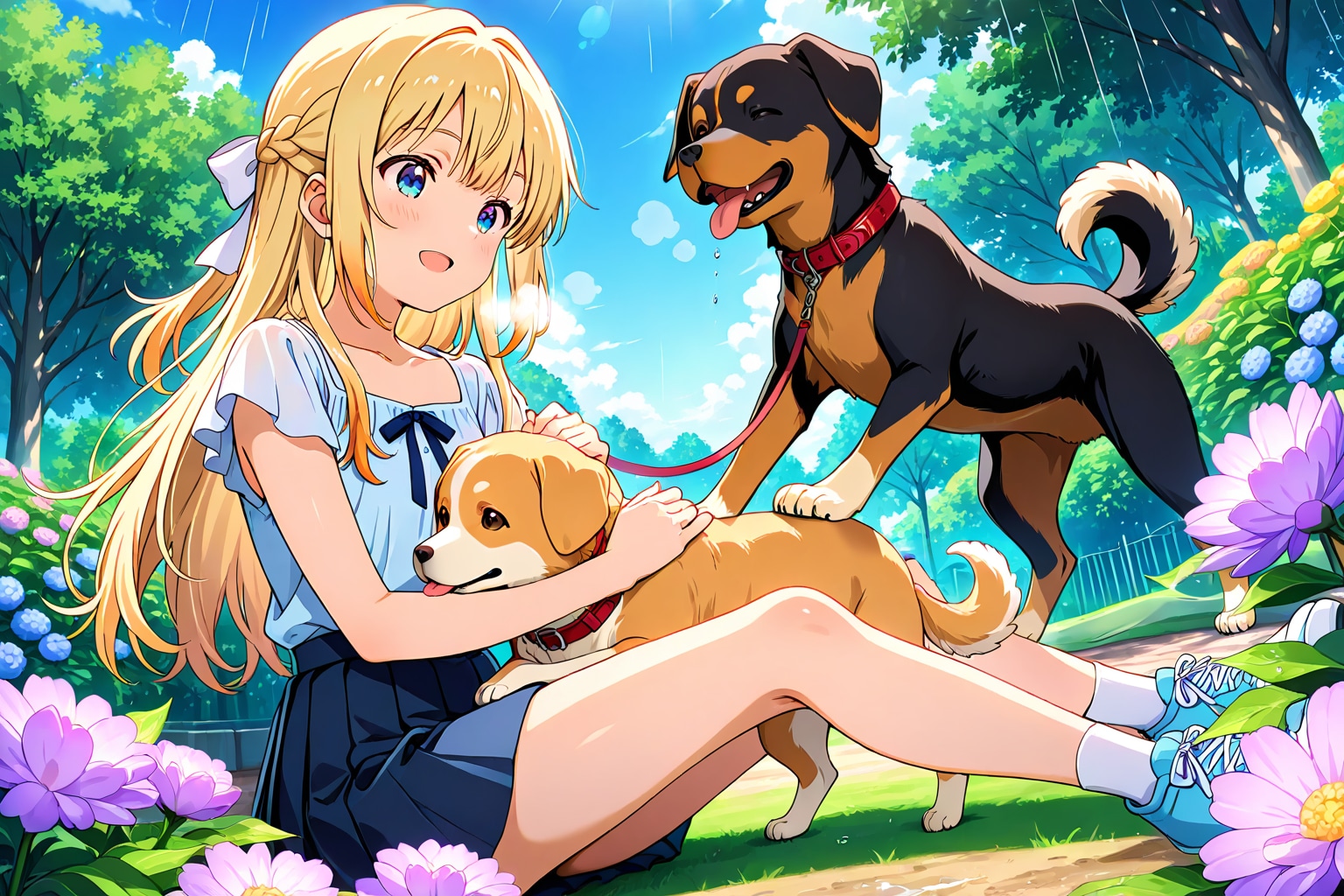 早朝の公園とわんこ | の人気AIイラスト・グラビア