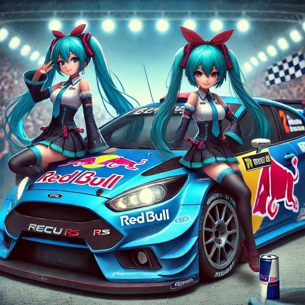 初音ミクとレッドブルフォードフォーカスラリーカー