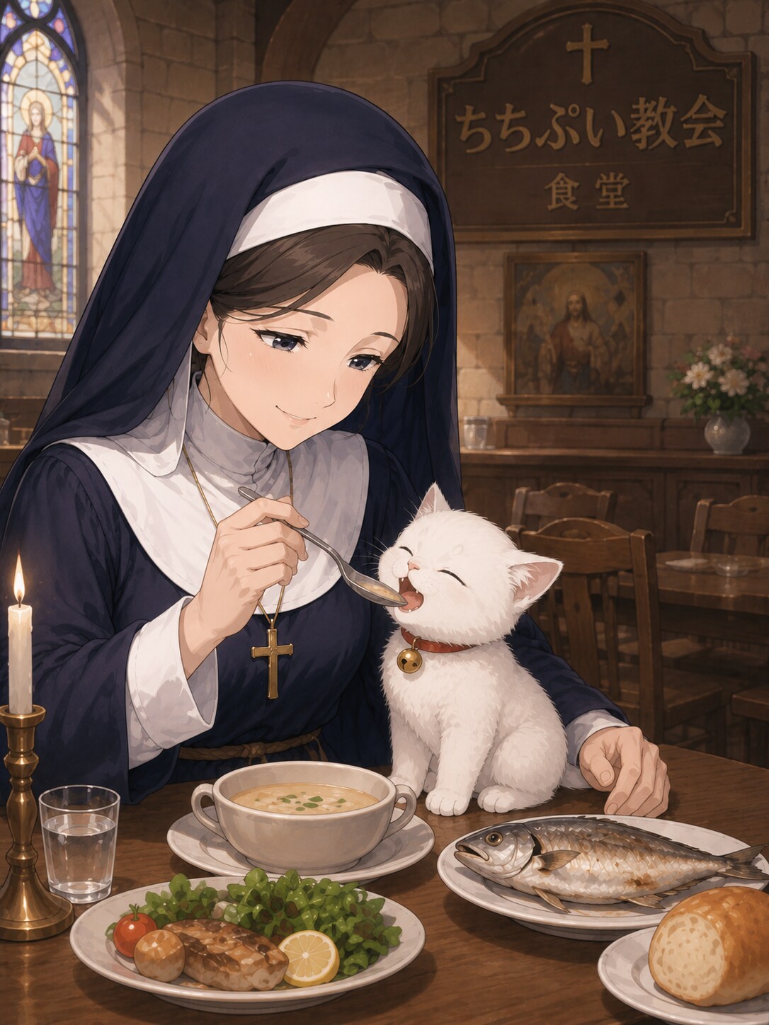 ねこたん、あーんして