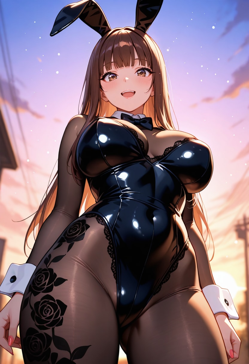 花柄ボディストッキングバニー