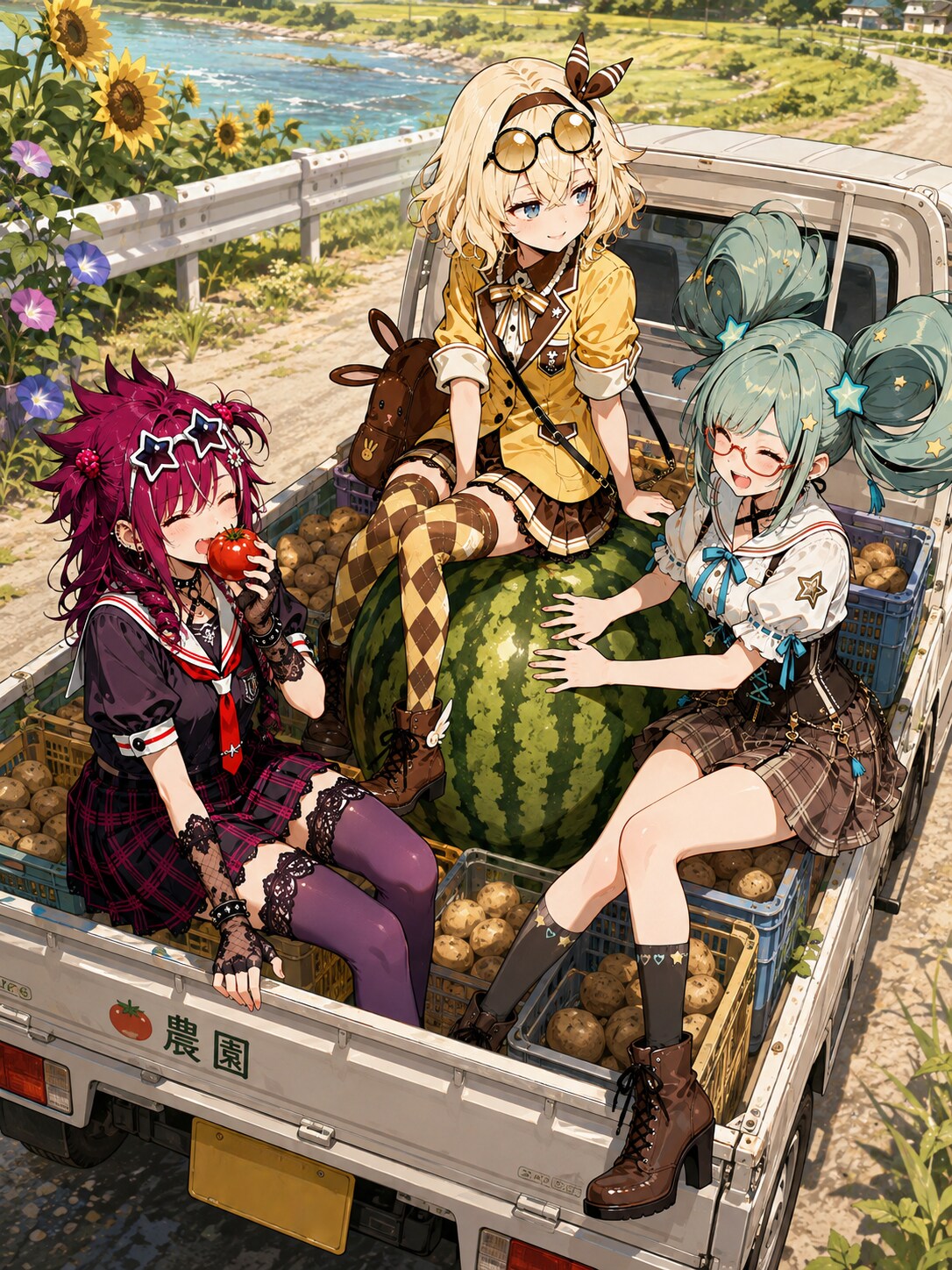 収穫のお手伝い🍉🥔🍅 | の人気AIイラスト・グラビア