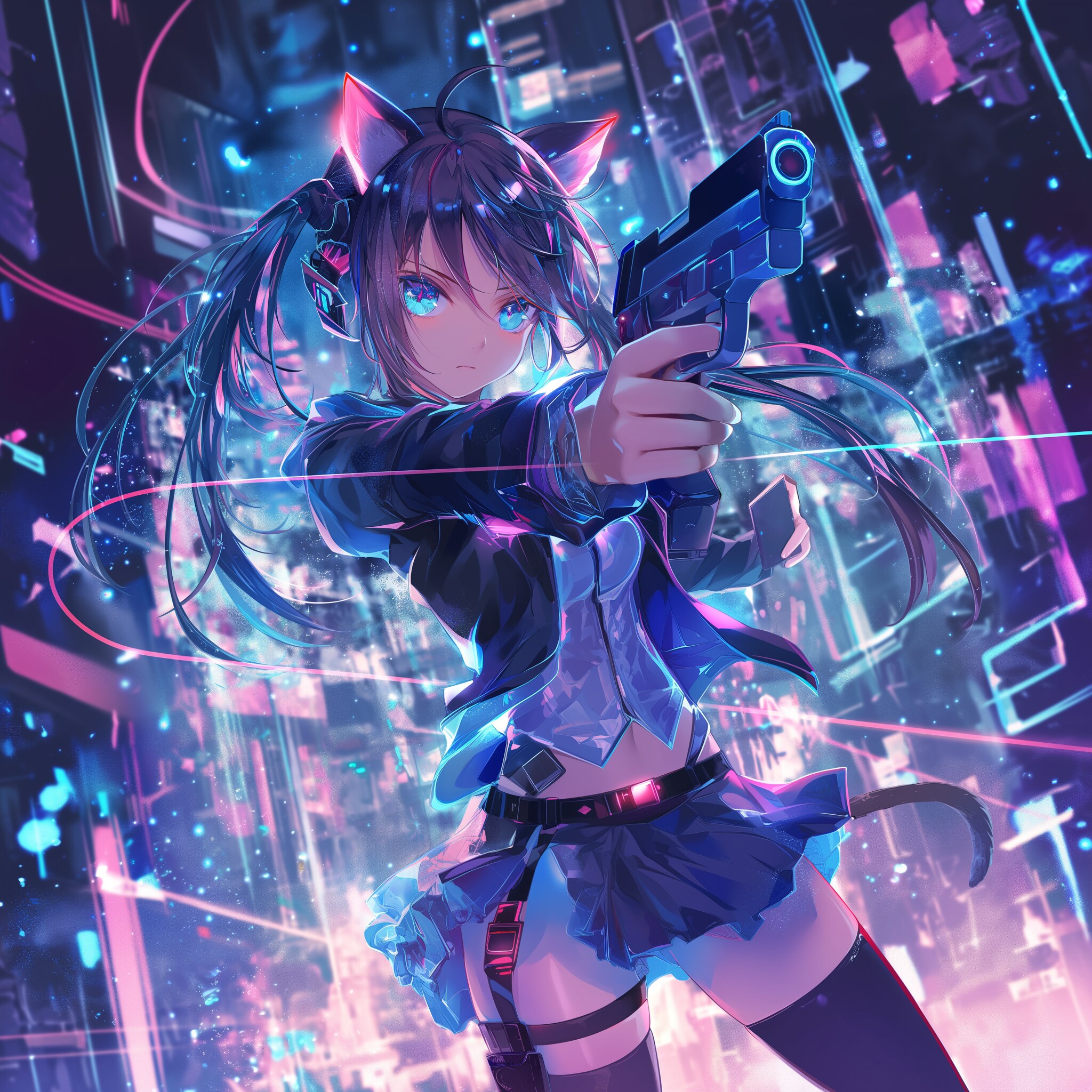 ツインテ未来警察 | の人気AIイラスト・グラビア