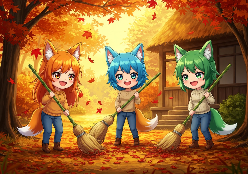 落ち葉を集めて・・