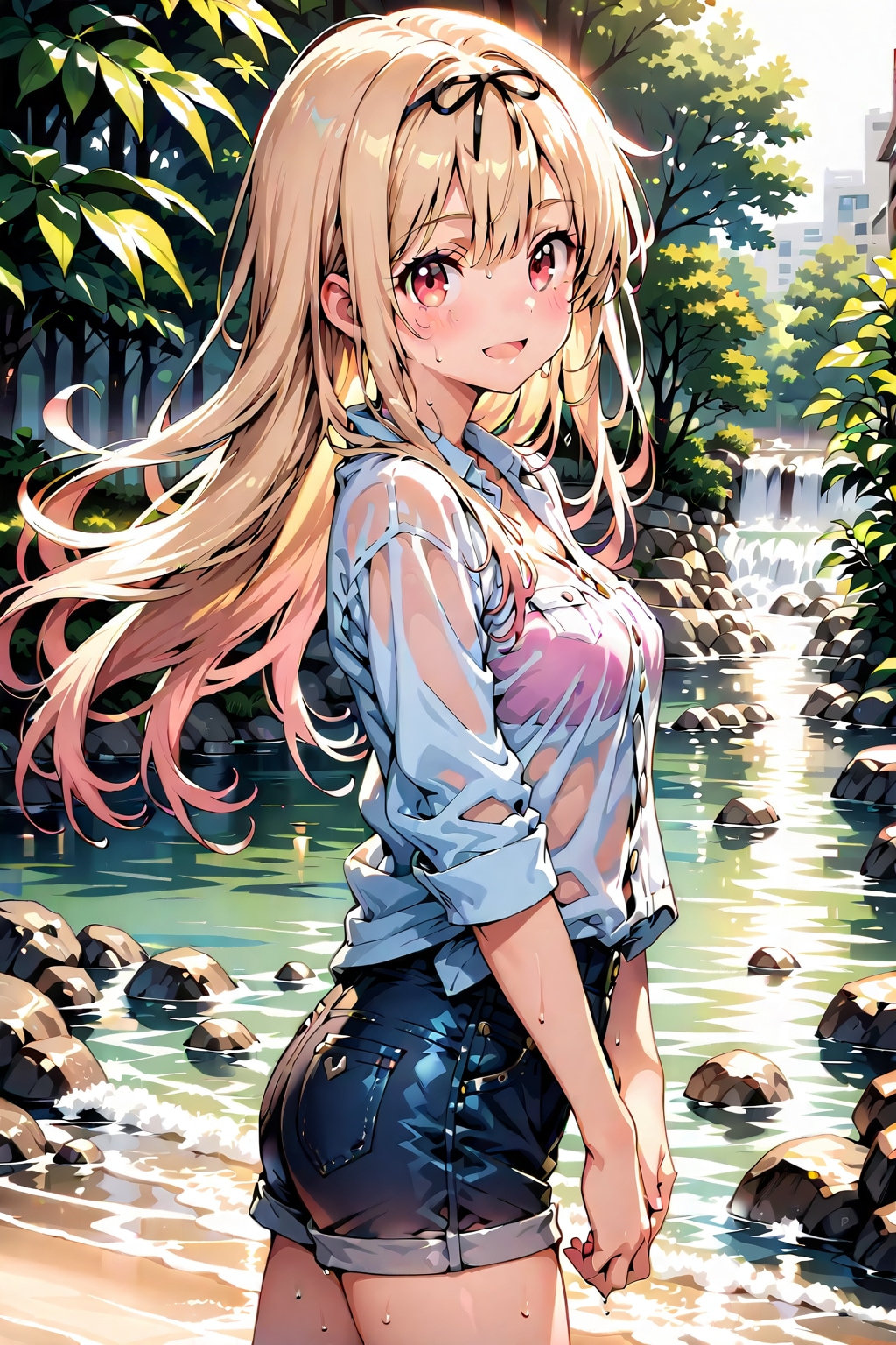 水辺の夕立