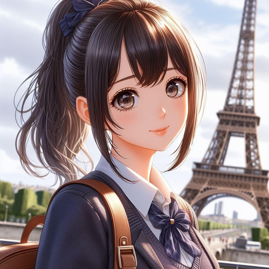 観光女子高生（エッフェル塔）