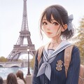 観光女子高生（エッフェル塔） 2枚目