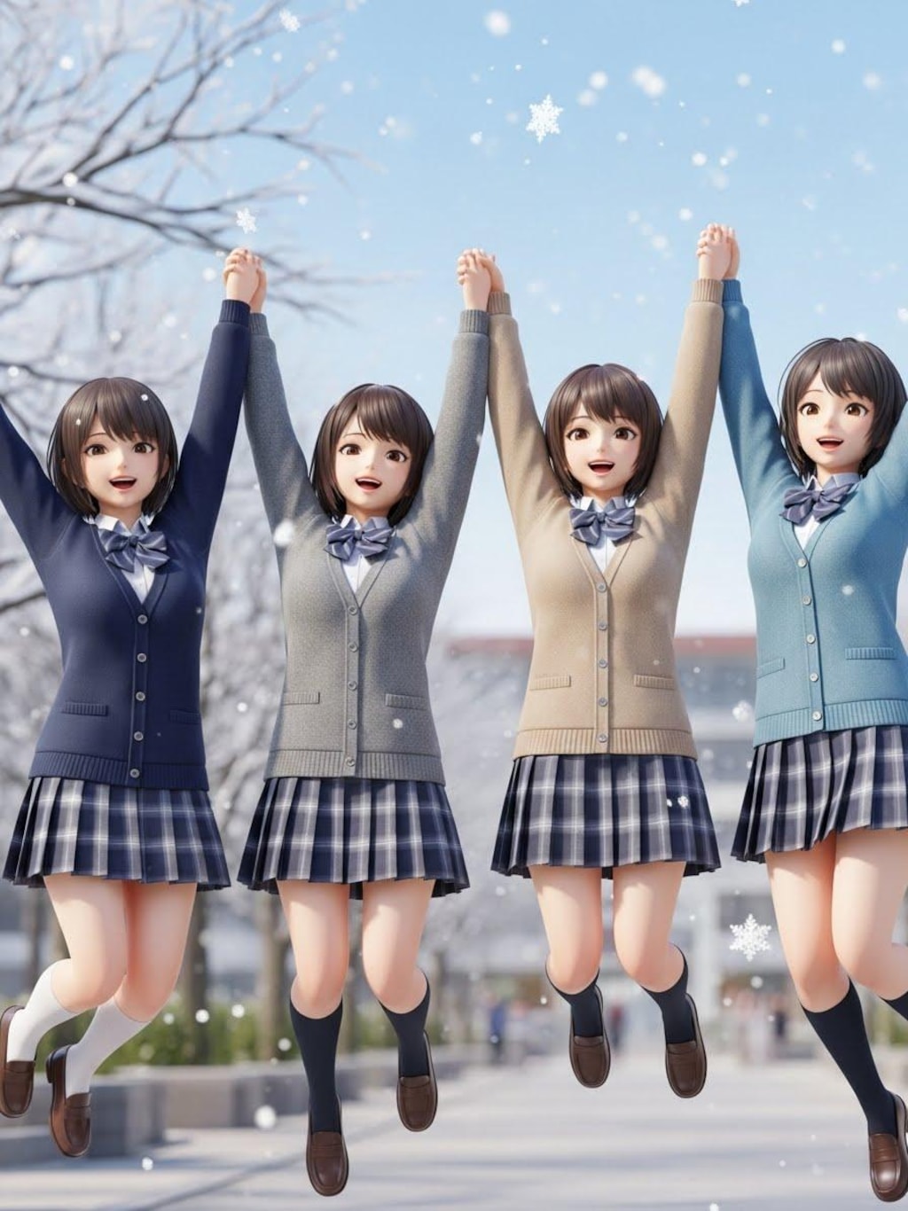 雪にはしゃぐ女子高生④