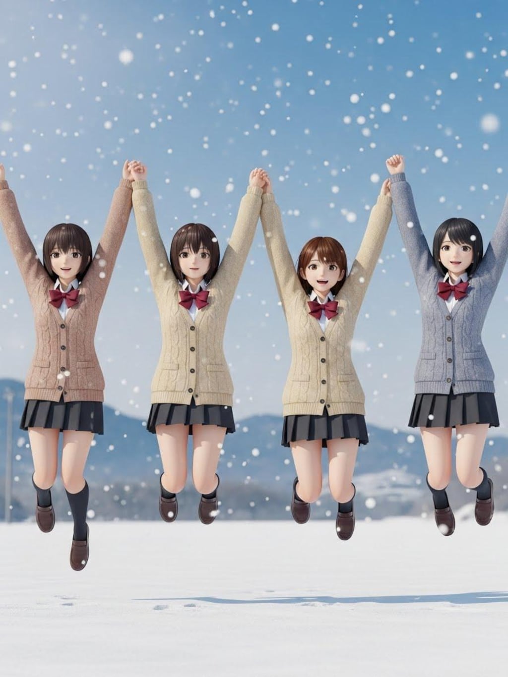 雪にはしゃぐ女子高生④