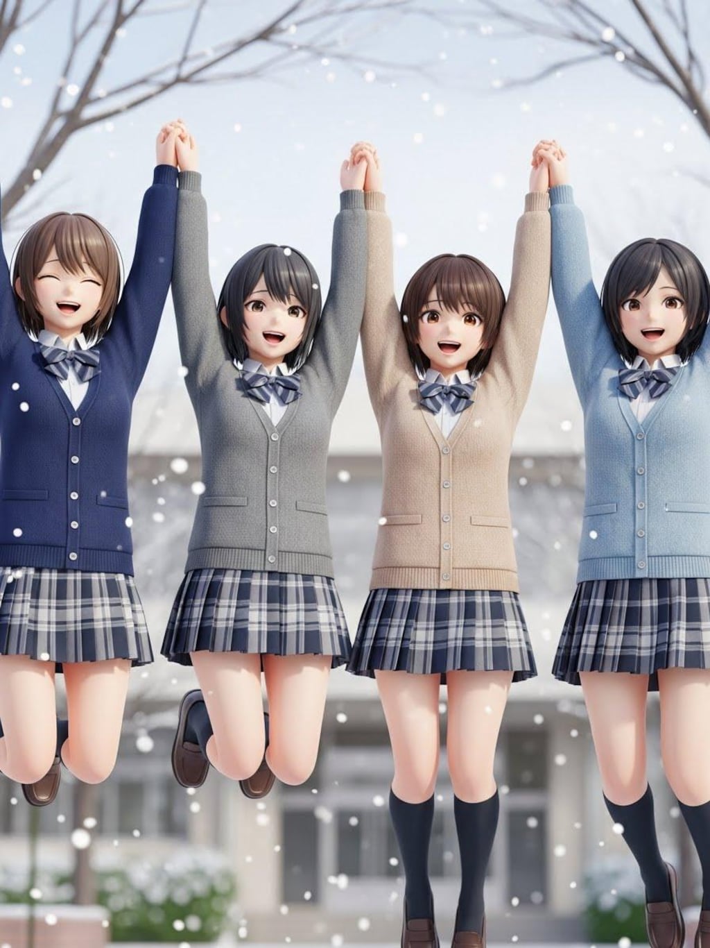 雪にはしゃぐ女子高生④