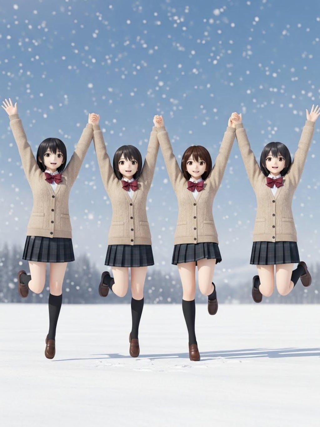 雪にはしゃぐ女子高生④