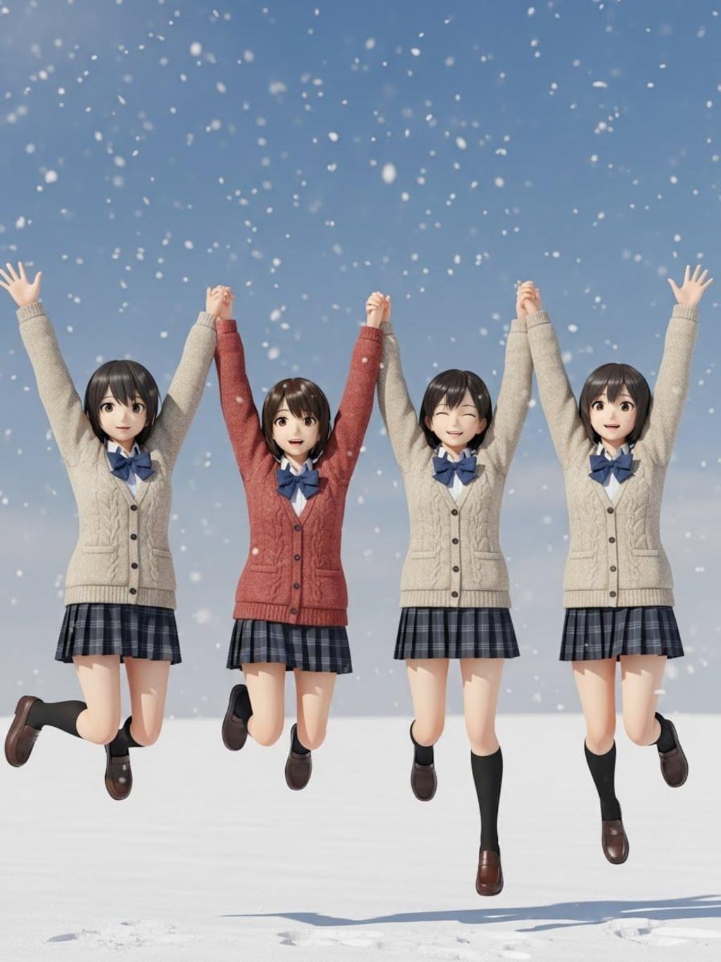 雪にはしゃぐ女子高生④