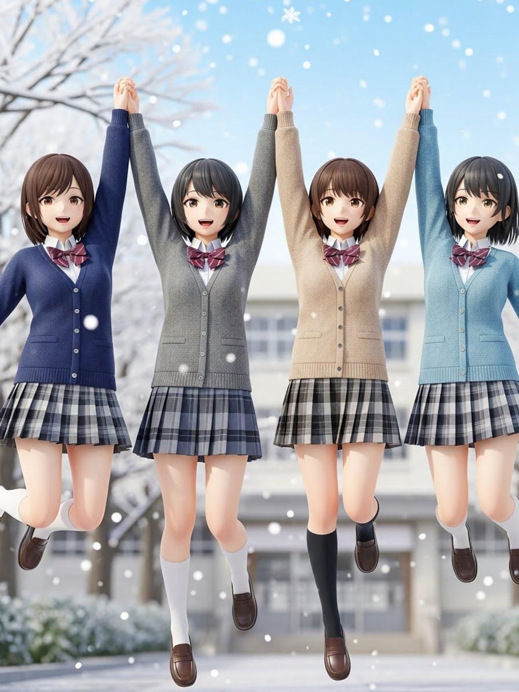 雪にはしゃぐ女子高生④