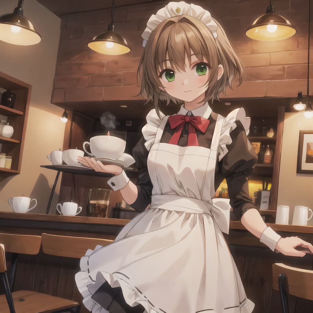茶髪ボブでカフェの少女２