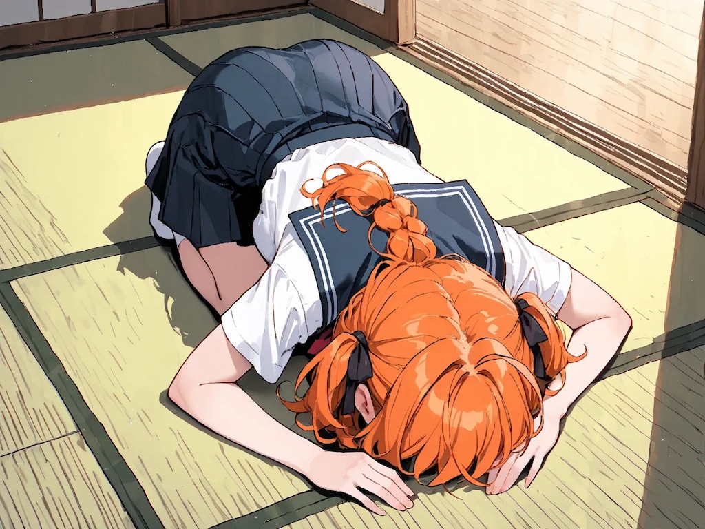 土下座をする目隠れちゃん☆