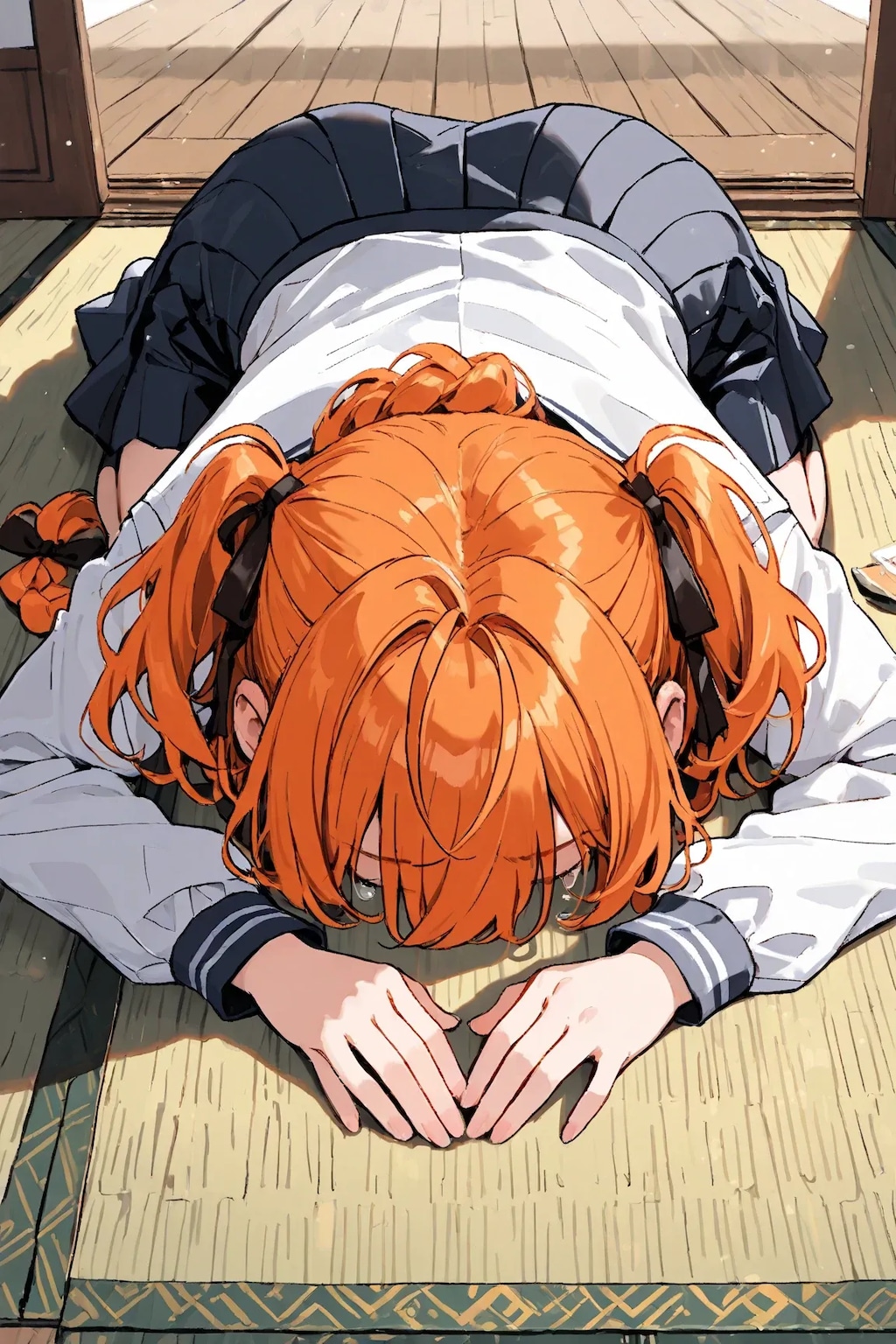 土下座をする目隠れちゃん☆