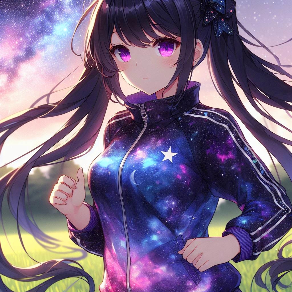 星空ジャージな、黒髪ツインテール少女★(12枚)