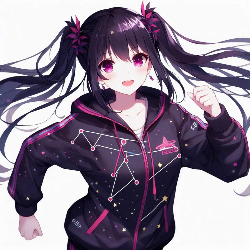 星空ジャージな、黒髪ツインテール少女★(12枚)