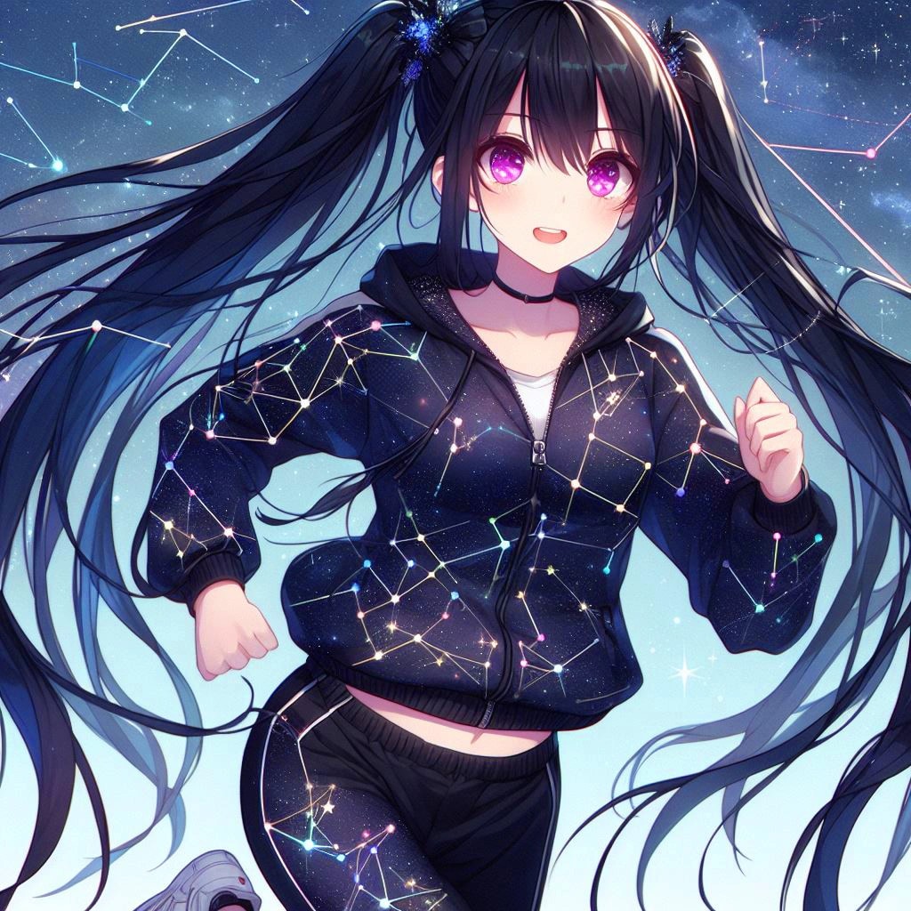 星空ジャージな、黒髪ツインテール少女★(12枚)