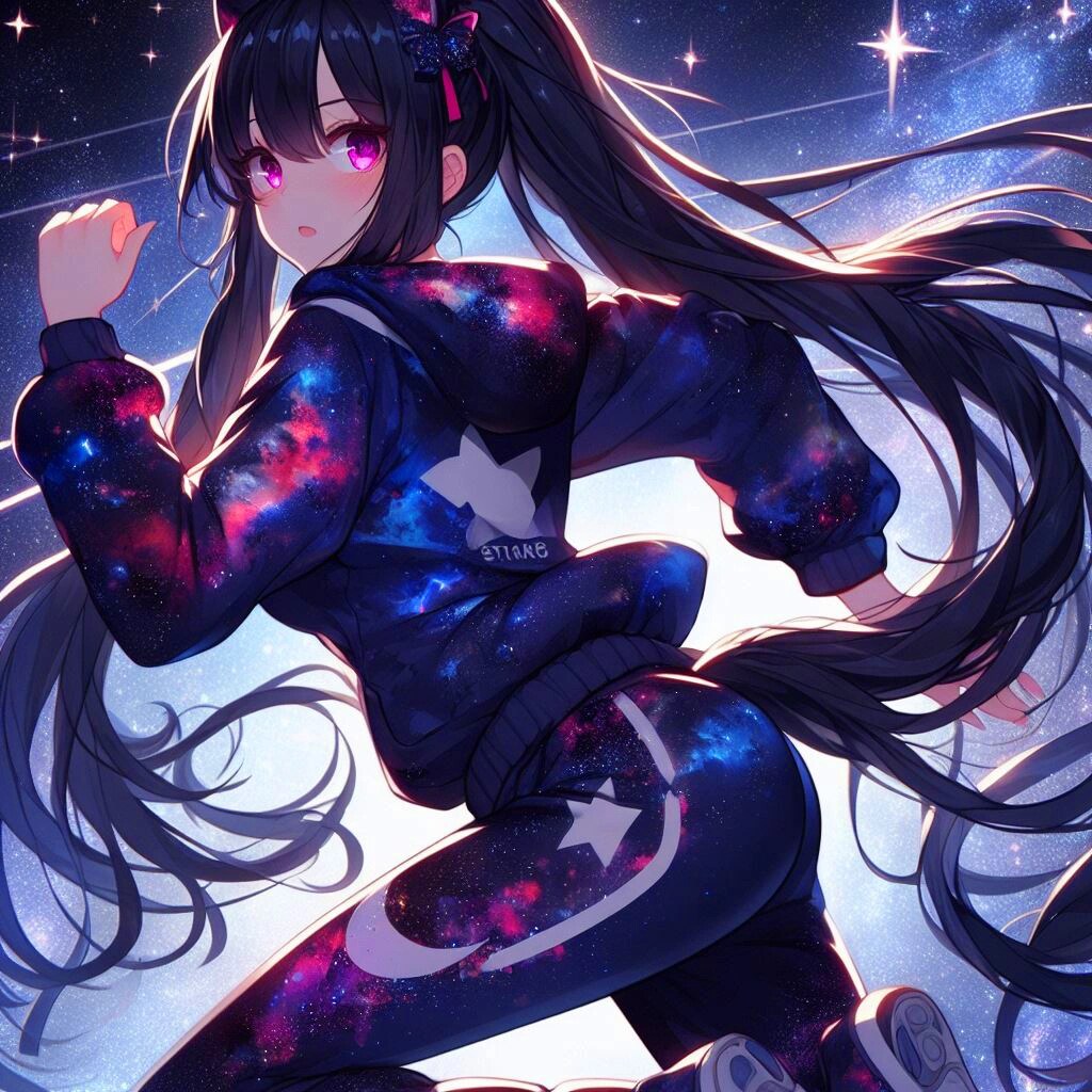 星空ジャージな、黒髪ツインテール少女★(12枚)