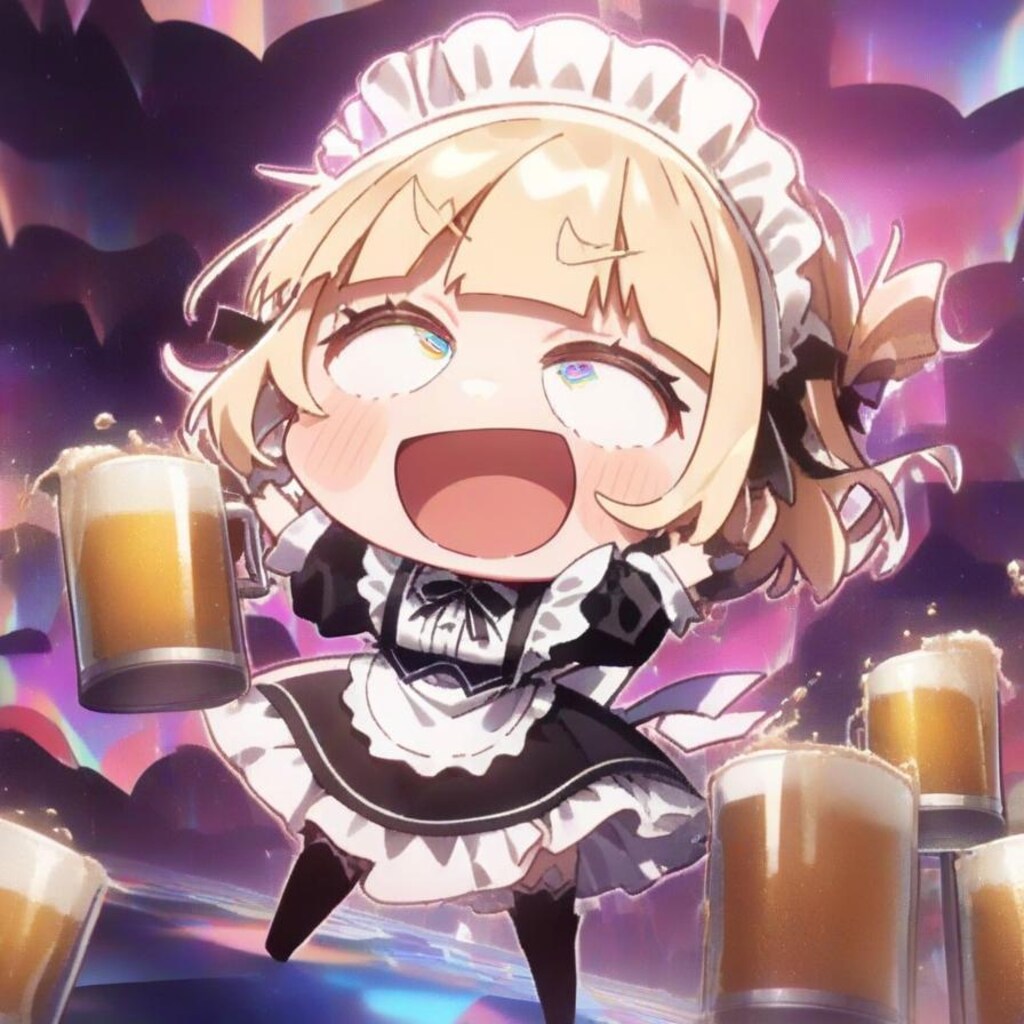 🍺週末＆周年をおビールで祝い過ぎたら時空歪んじゃった系メイドちゃん