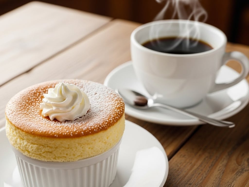 デザートのチーズスフレケーキ