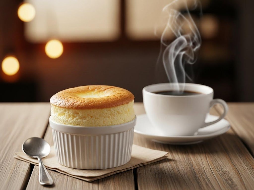 デザートのチーズスフレケーキ