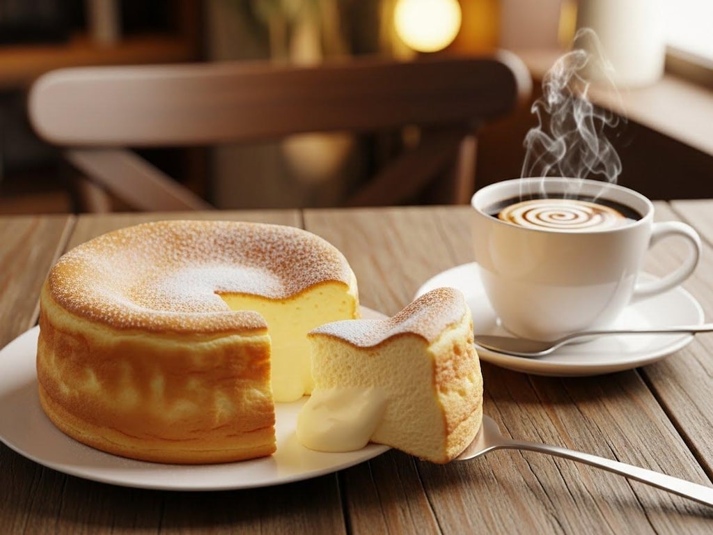 デザートのチーズスフレケーキ