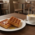 デザートの蜂蜜掛けワッフルと珈琲のセット 3枚目