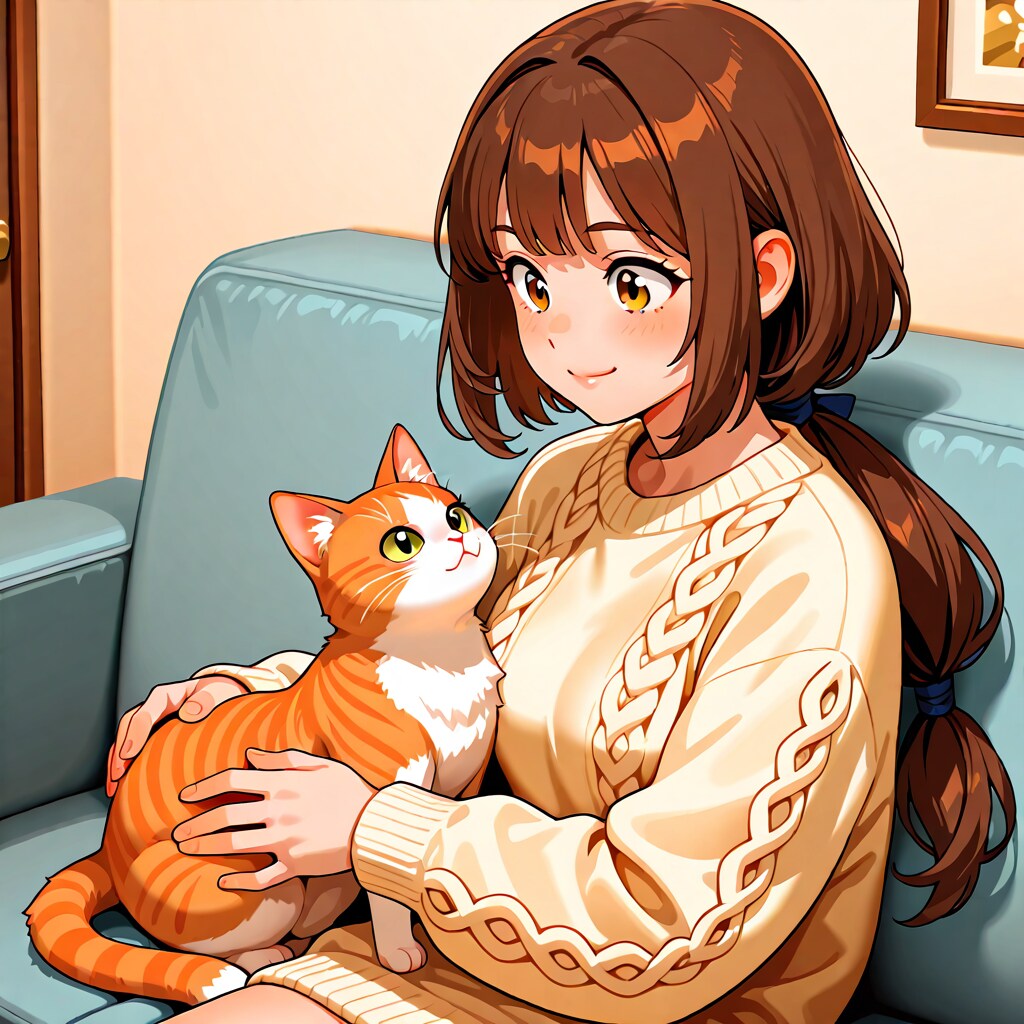 猫と女性
