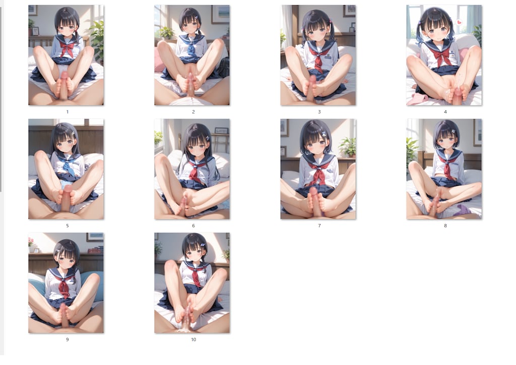 【サンプル】セーラー服〇リJ〇ちゃんたちの足コキ射〇　パンチラ＆お〇んこ見せ（１０枚）