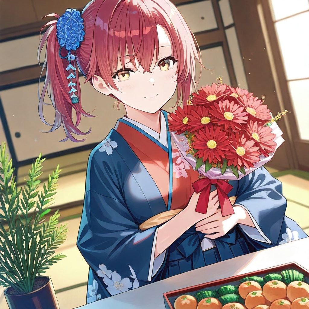 赤毛ちゃん　花を贈る