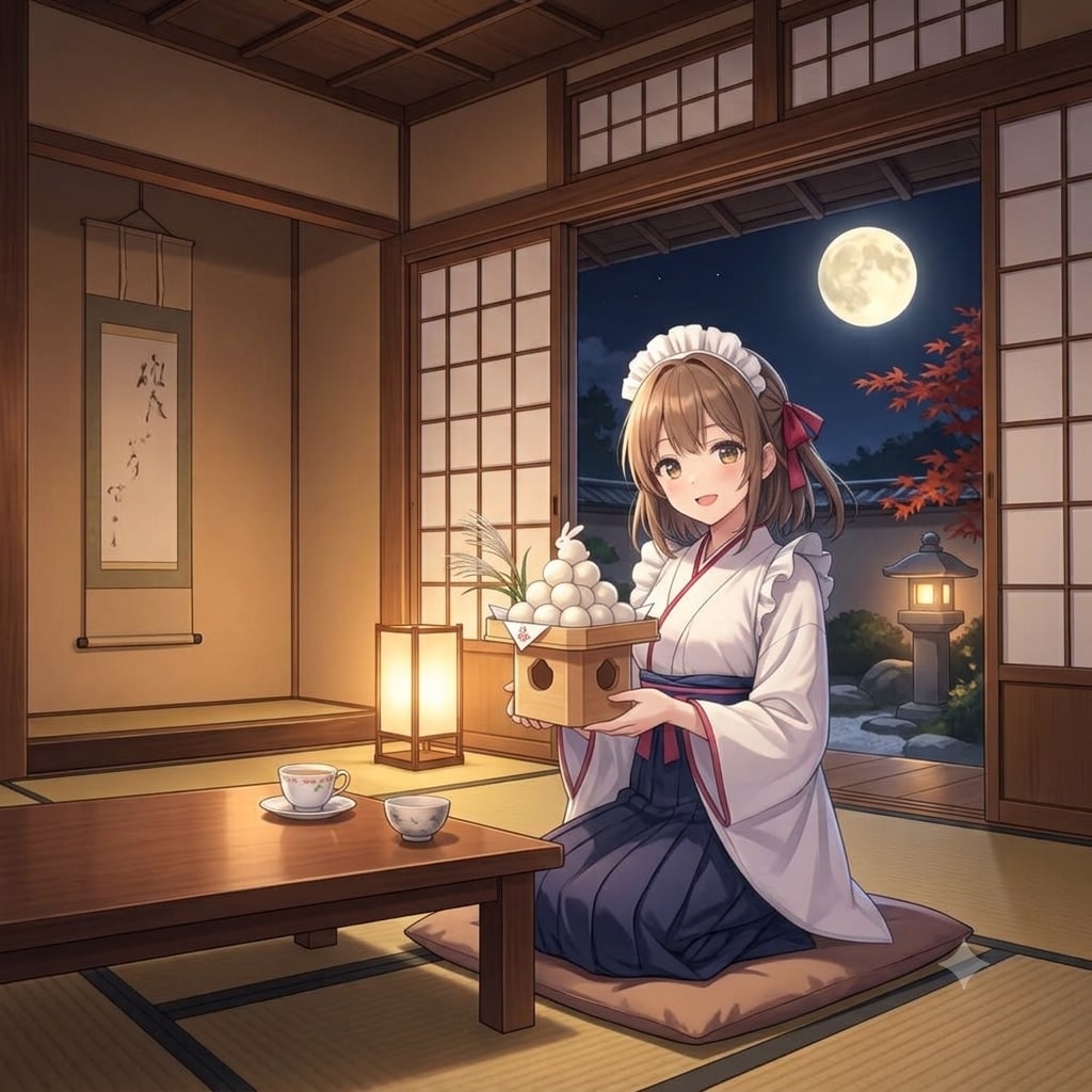 お月見メイドさん2026 | の人気AIイラスト・グラビア
