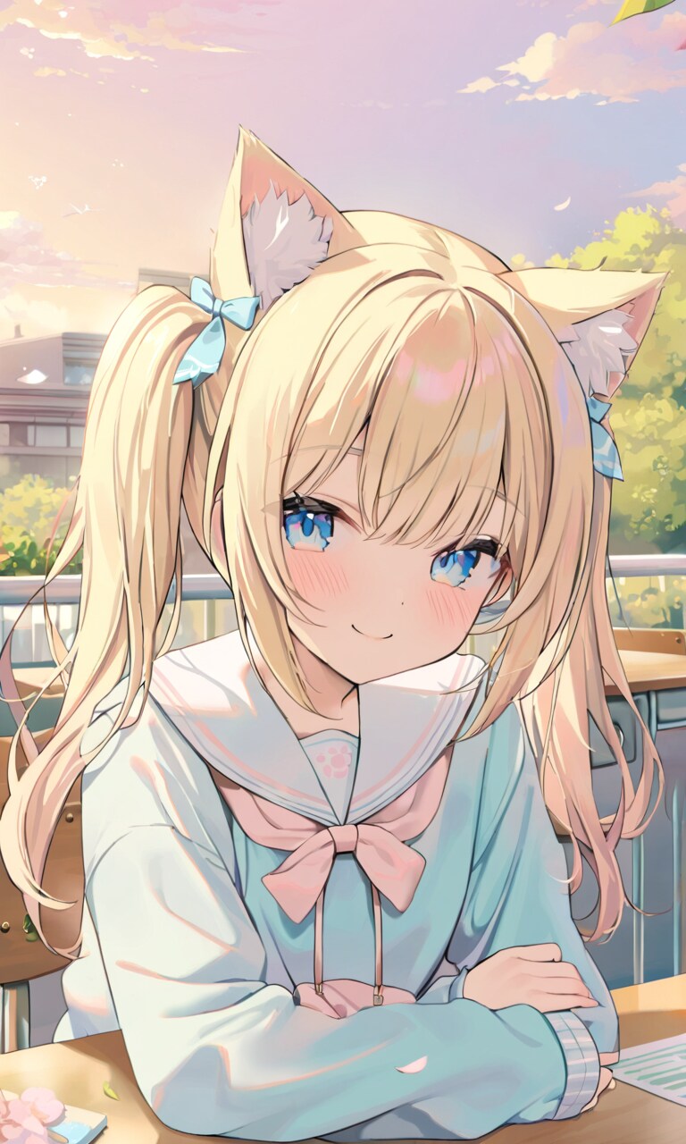 こるり「放課後スタイルの屋上」まや「片付けろ。早く、今すぐに」 | の人気AIイラスト・グラビア