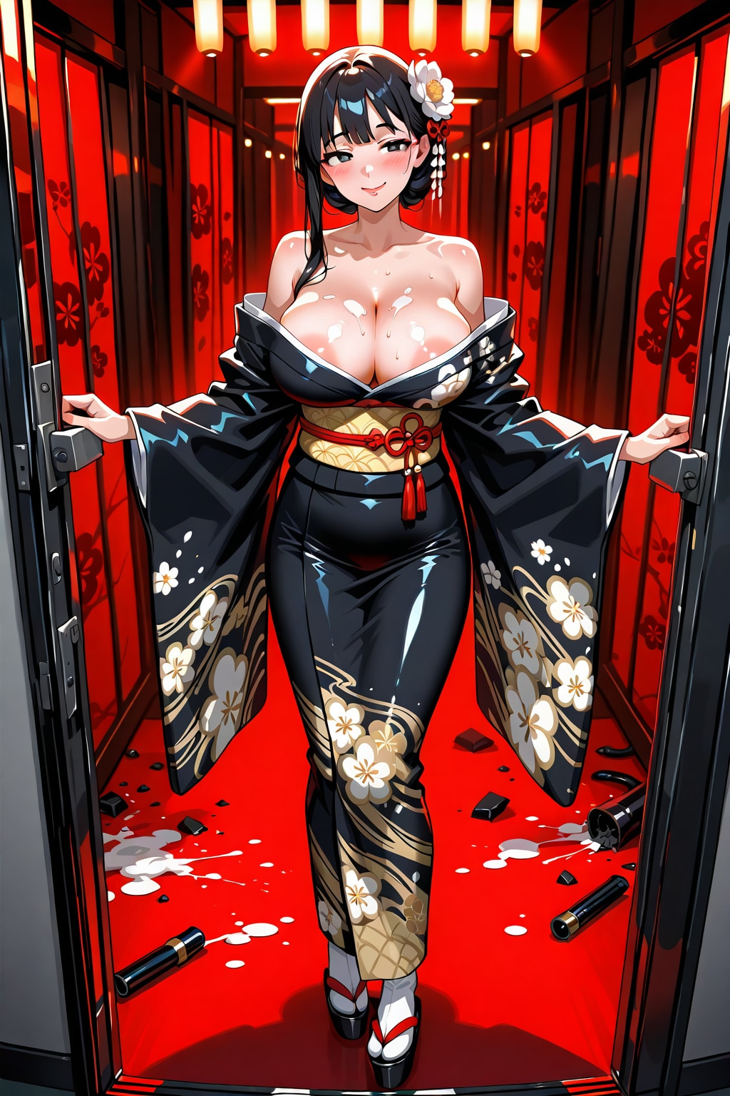 爆乳な花魁のお姉さんと立ち素股