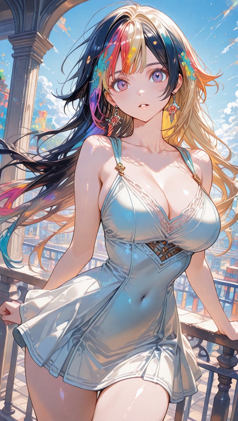 カラフル髪のスタイリッシュ美女