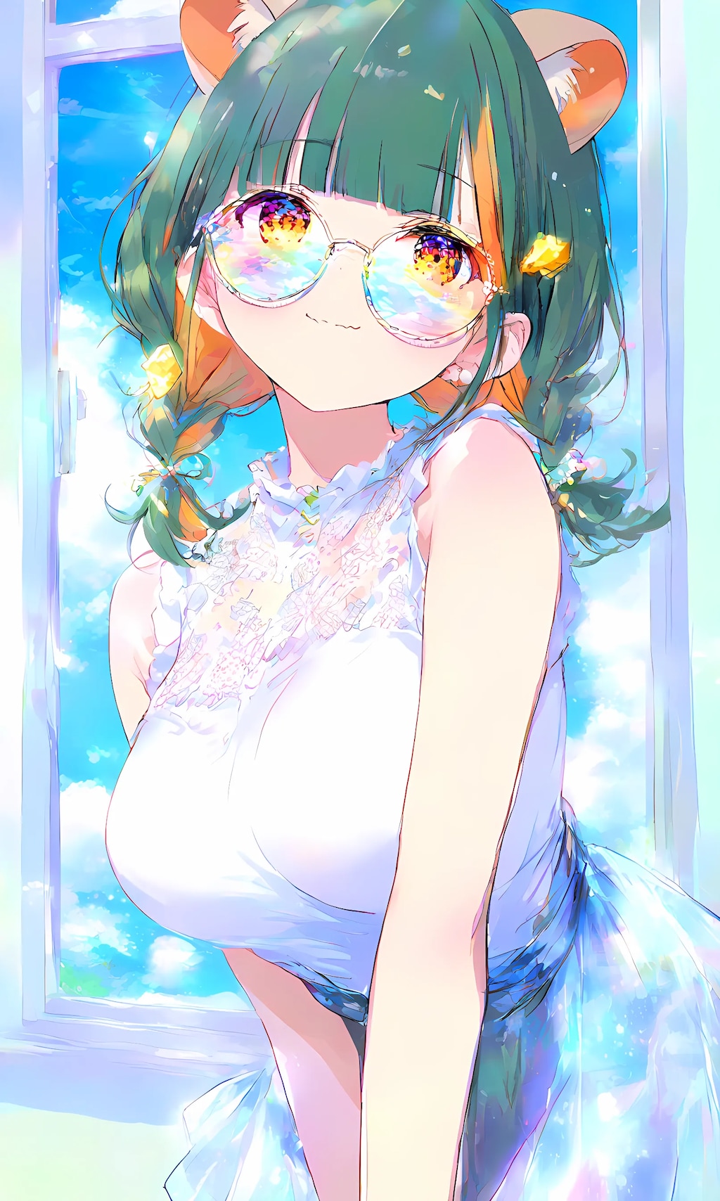 【手描き風】三つ編み眼鏡のヒスイちゃん