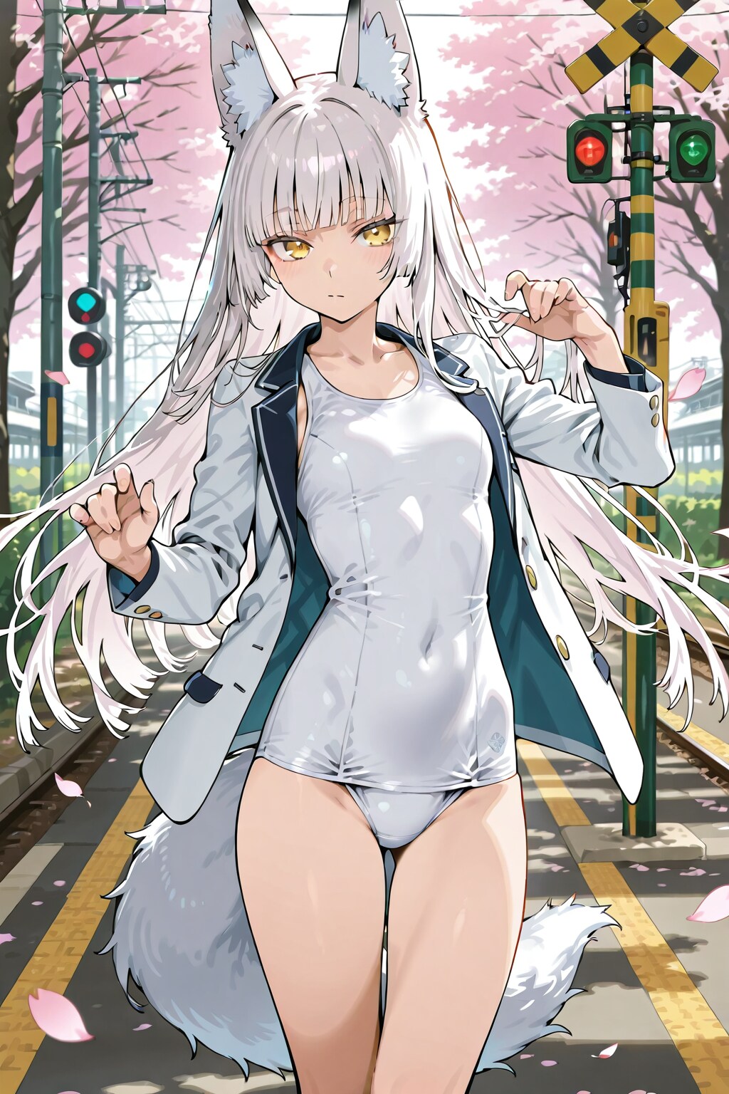 ブレザーと白スク水