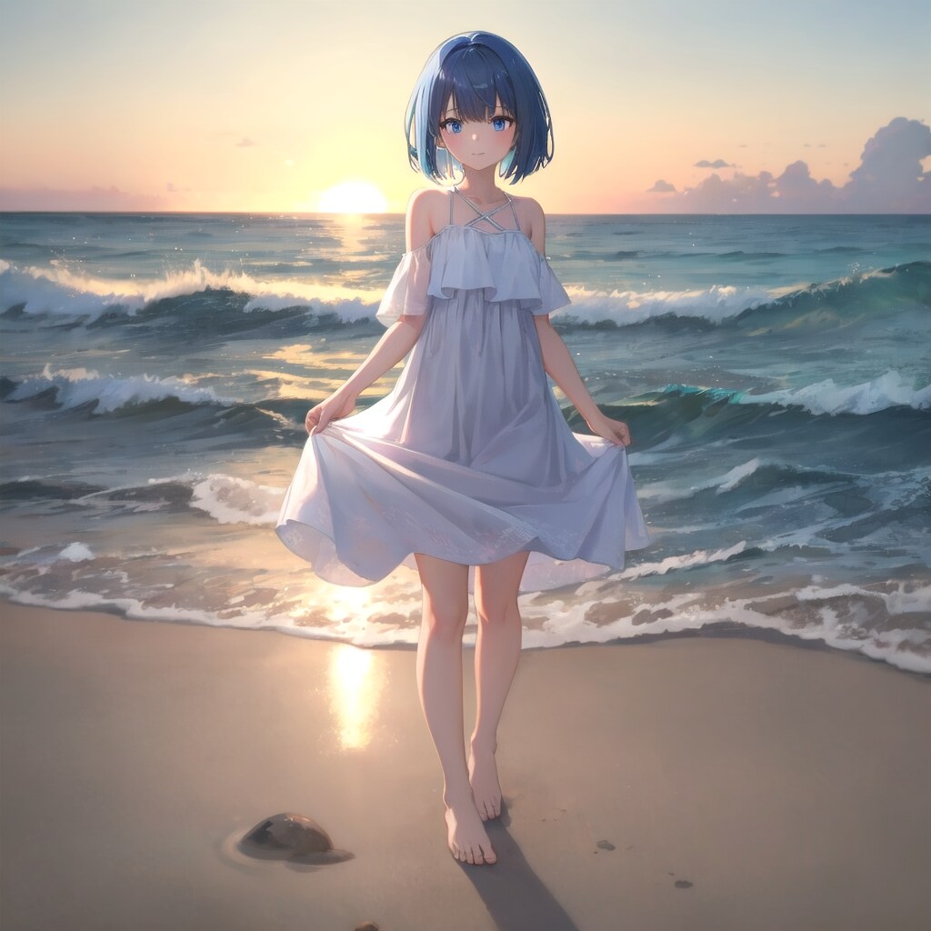 海辺の朝焼け | の人気AIイラスト・グラビア