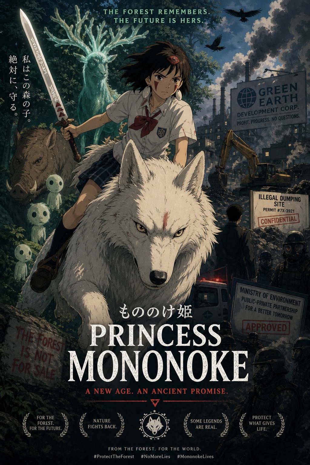 A poster for a modern-day Princess Mononoke. | の人気AIイラスト・グラビア