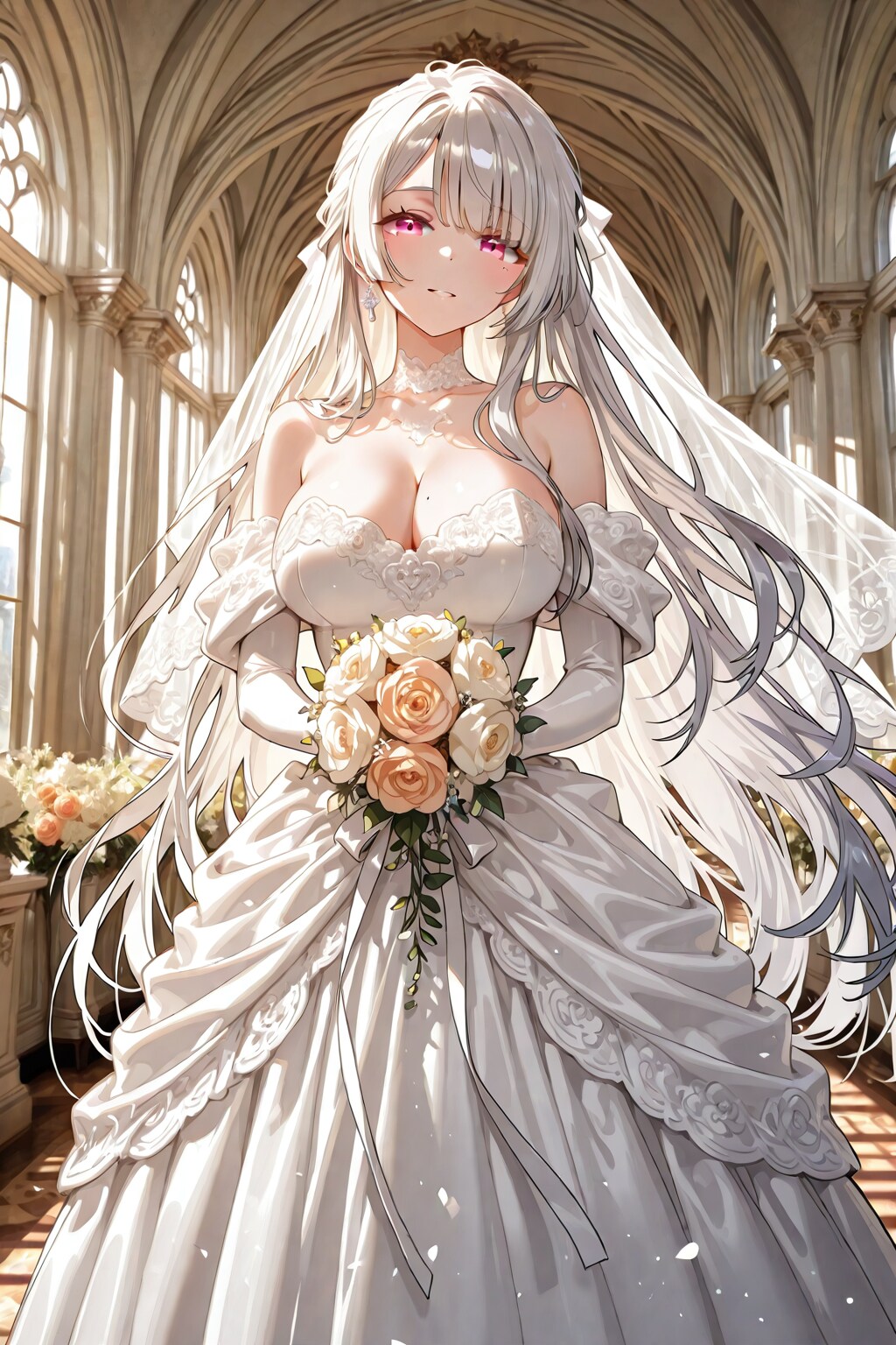 ウェディングドレス銀髪の子