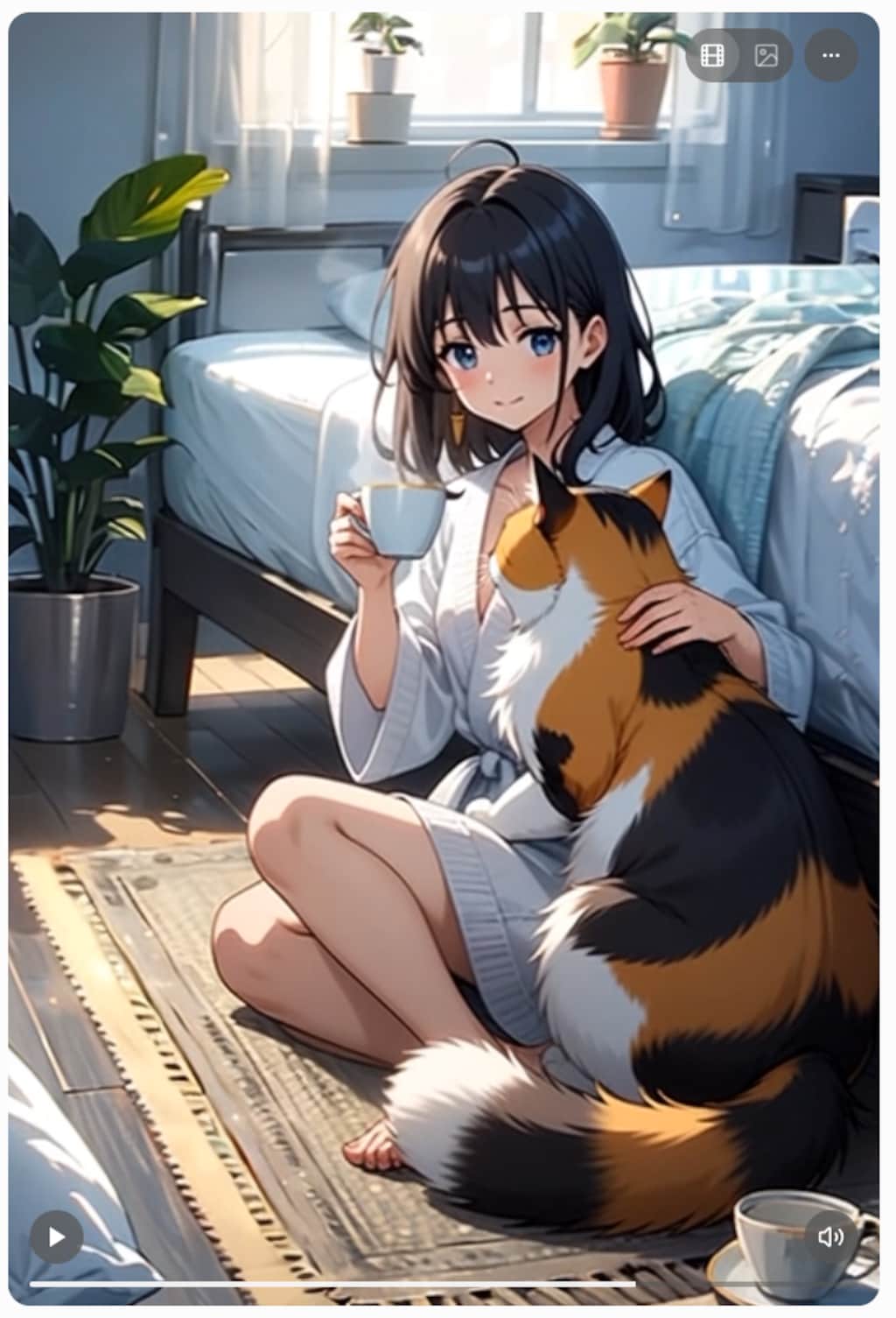 ベッドの横で「おはよう」（２）鈴九　TOPAZ