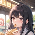 鯛焼きを頬張る女の子 2枚目