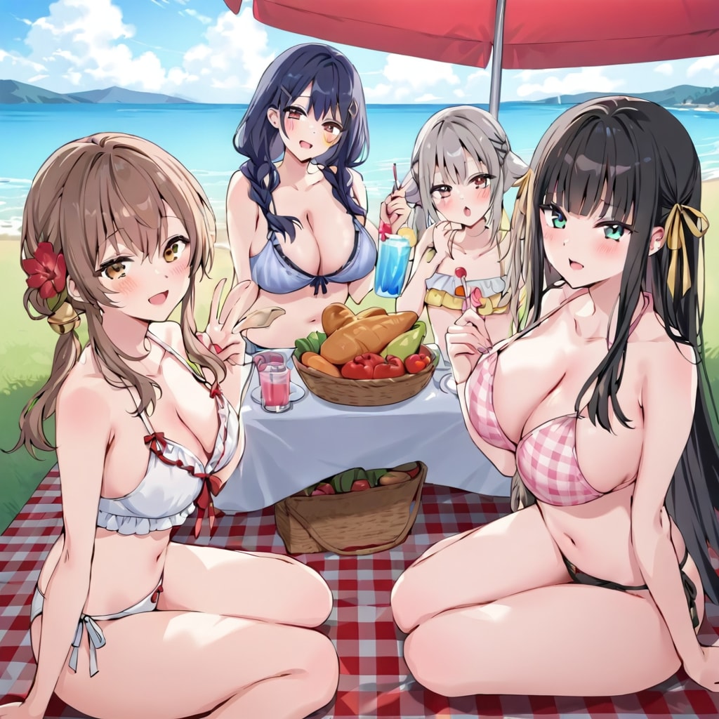 水着でピクニック